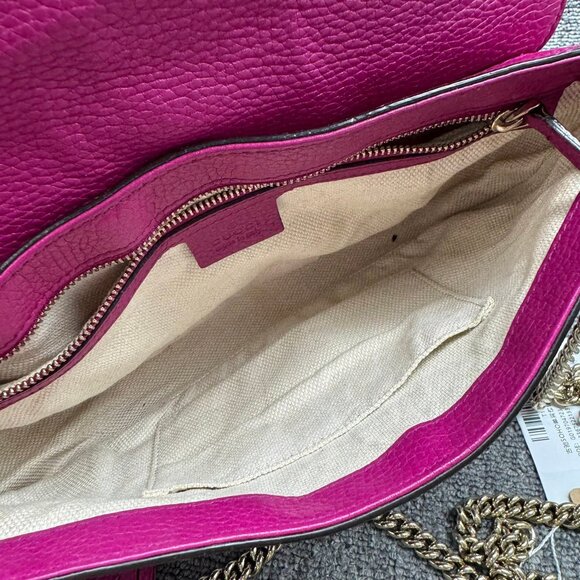 GUCCI Soho Chain Pink Leather Shoulder Bag 599-081125 - Picture 11 of 14